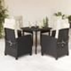 vidaXL Ensemble à manger de jardin coussins 5pcs Noir Résine tressée
