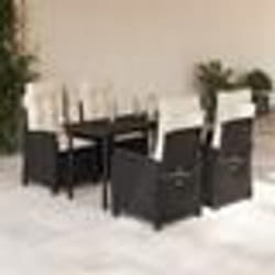 vidaXL Ensemble à manger de jardin coussins 5pcs Noir Résine tressée