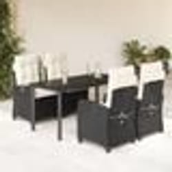 vidaXL Ensemble à manger de jardin coussins 5pcs Noir Résine tressée