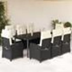 vidaXL Ensemble à manger de jardin 9pcs coussins noir résine tressée
