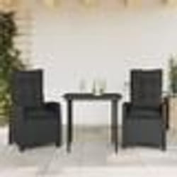 vidaXL Ensemble à manger de jardin avec coussins 3 pcs Noir