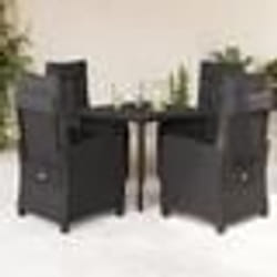 vidaXL Ensemble à manger de jardin coussins 5pcs Noir Résine tressée