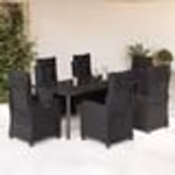 vidaXL Ensemble à manger de jardin coussins 7pcs Noir Résine tressée