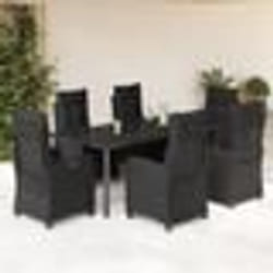 vidaXL Ensemble à manger de jardin coussins 7pcs Noir Résine tressée