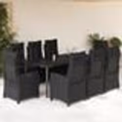 vidaXL Ensemble à manger de jardin 9pcs coussins noir résine tressée