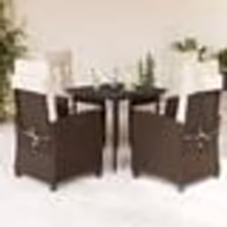 vidaXL Ensemble à manger de jardin 5 pcs et coussins marron poly rotin