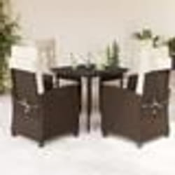 vidaXL Ensemble à manger de jardin 5 pcs et coussins marron poly rotin