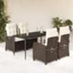 vidaXL Ensemble à manger de jardin 5 pcs et coussins marron poly rotin