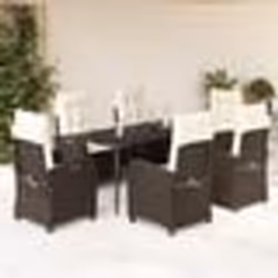 vidaXL Ensemble à manger de jardin et coussins 7 pcs marron rotin