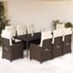 vidaXL Ensemble à manger de jardin et coussins 9 pcs marron poly rotin