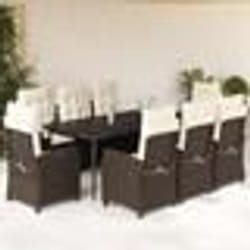 vidaXL Ensemble à manger de jardin et coussins 9 pcs marron poly rotin