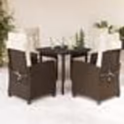 vidaXL Ensemble à manger de jardin 5 pcs et coussins marron poly rotin
