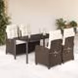 vidaXL Ensemble à manger de jardin 5 pcs et coussins marron poly rotin