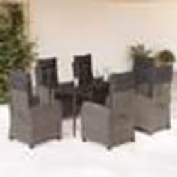 vidaXL Ensemble à manger de jardin et coussins 7 pcs gris rotin
