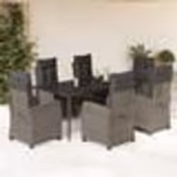 vidaXL Ensemble à manger de jardin et coussins 7 pcs gris rotin