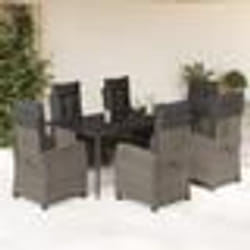 vidaXL Ensemble à manger de jardin et coussins 7 pcs gris rotin