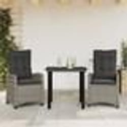 vidaXL Ensemble à manger de jardin 3 pcs coussins gris résine tressée