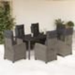 vidaXL Ensemble à manger de jardin et coussins 7 pcs gris rotin