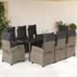 vidaXL Ensemble à manger de jardin 9 pcs coussins gris résine tressée
