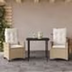 vidaXL Ensemble à manger de jardin et coussins 3 pcs Beige poly rotin