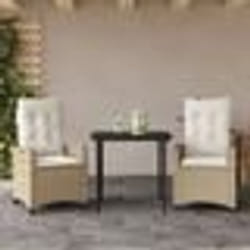 vidaXL Ensemble à manger de jardin et coussins 3 pcs Beige poly rotin