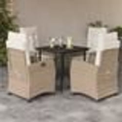 vidaXL Ensemble à manger de jardin avec coussins 5pcs Beige poly rotin