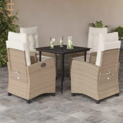 vidaXL Ensemble à manger de jardin avec coussins 5pcs Beige poly rotin