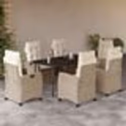 vidaXL Ensemble à manger de jardin et coussins 7 pcs beige poly rotin