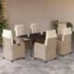 vidaXL Ensemble à manger de jardin et coussins 7 pcs beige poly rotin