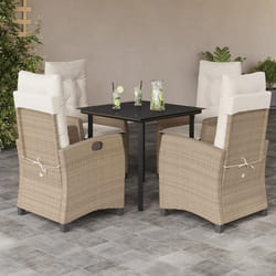 vidaXL Ensemble à manger de jardin avec coussins 5pcs Beige poly rotin