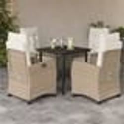 vidaXL Ensemble à manger de jardin avec coussins 5pcs Beige poly rotin