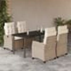 vidaXL Ensemble à manger de jardin avec coussins 5pcs Beige poly rotin