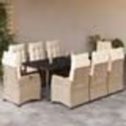 vidaXL Ensemble à manger de jardin et coussins 9 pcs beige Poly rotin