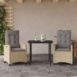 vidaXL Ensemble à manger de jardin et coussins 3 pcs mélange beige