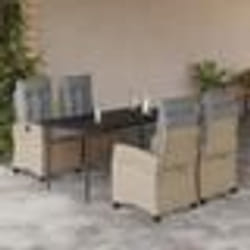 vidaXL Ensemble à manger de jardin coussins 5 pcs mélange beige rotin