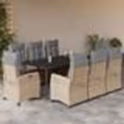 vidaXL Ensemble à manger de jardin et coussins 9 pcs mélange beige