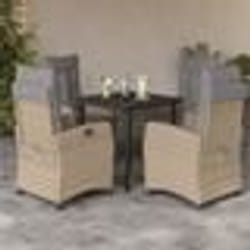 vidaXL Ensemble à manger de jardin coussins 5 pcs mélange beige rotin