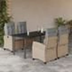 vidaXL Ensemble à manger de jardin coussins 5 pcs mélange beige rotin