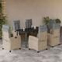 vidaXL Ensemble à manger de jardin coussins 7 pcs mélange beige rotin