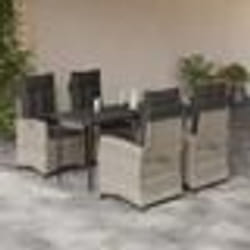 vidaXL Ensemble à manger de jardin et coussins 5 pcs gris clair rotin