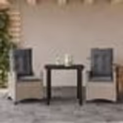vidaXL Ensemble à manger de jardin 3pcs coussins gris clair poly rotin