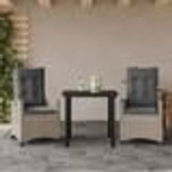 vidaXL Ensemble à manger de jardin 3pcs coussins gris clair poly rotin