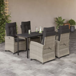 vidaXL Ensemble à manger de jardin et coussins 5 pcs gris clair rotin