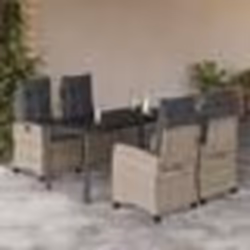 vidaXL Ensemble à manger de jardin et coussins 5 pcs gris clair rotin