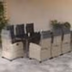 vidaXL Ensemble à manger de jardin et coussins 9 pcs gris clair rotin