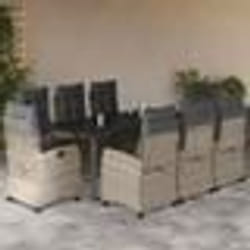 vidaXL Ensemble à manger de jardin et coussins 9 pcs gris clair rotin