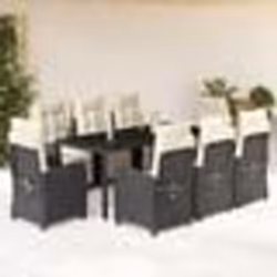 vidaXL Ensemble à manger de jardin 9pcs coussins noir résine tressée