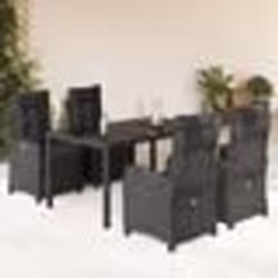vidaXL Ensemble à manger de jardin coussins 5pcs Noir Résine tressée