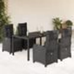 vidaXL Ensemble à manger de jardin coussins 5pcs Noir Résine tressée
