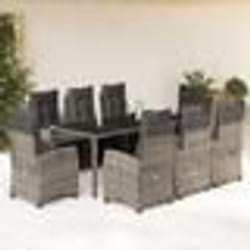 vidaXL Ensemble à manger de jardin 9 pcs coussins gris résine tressée